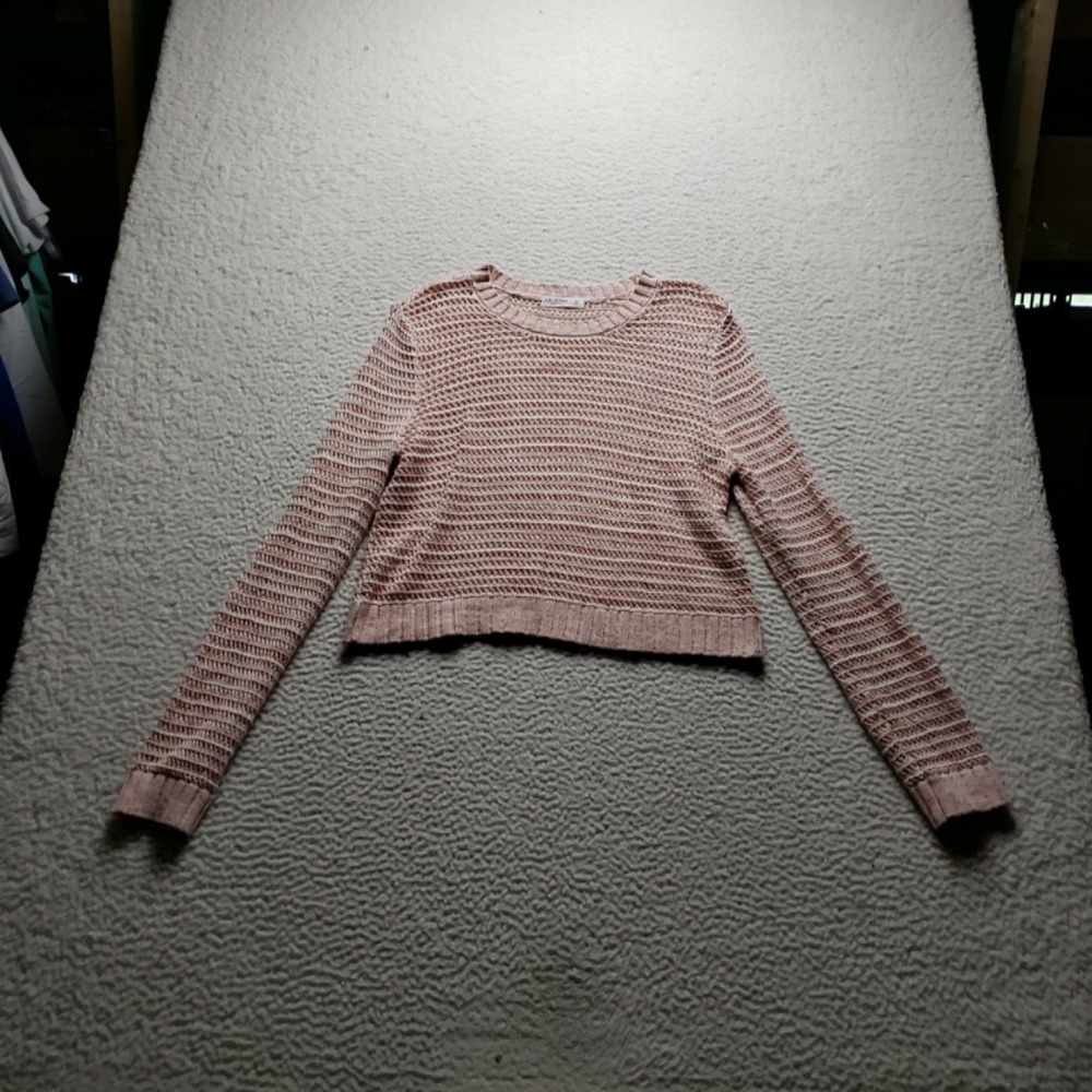 Arizona Jean Co. Sweater Teens XL Pink Crew Neck Long Sleeve Open Knit Pullover